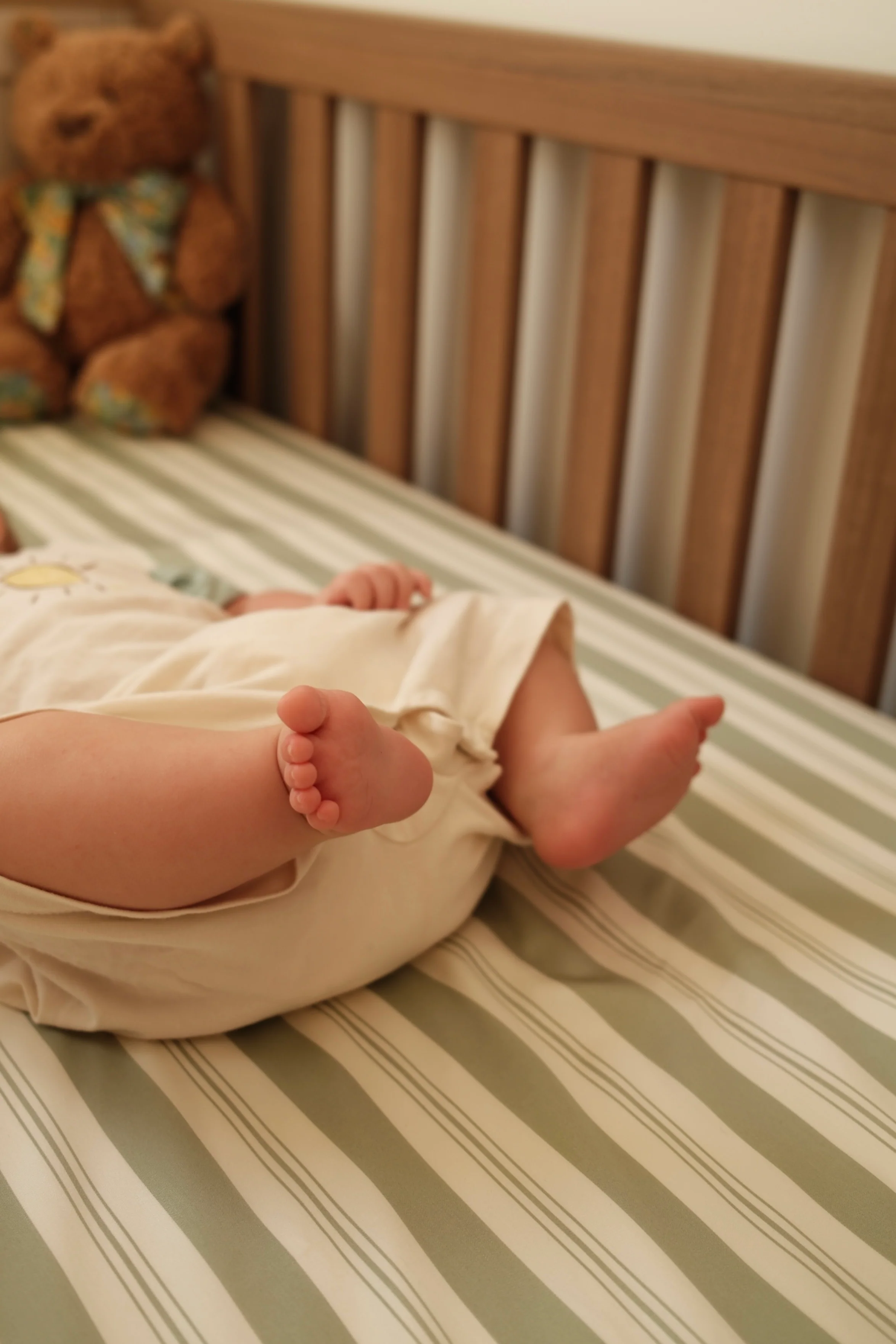 Pistachio Stripe Bamboo Baby Bedding - Image 3