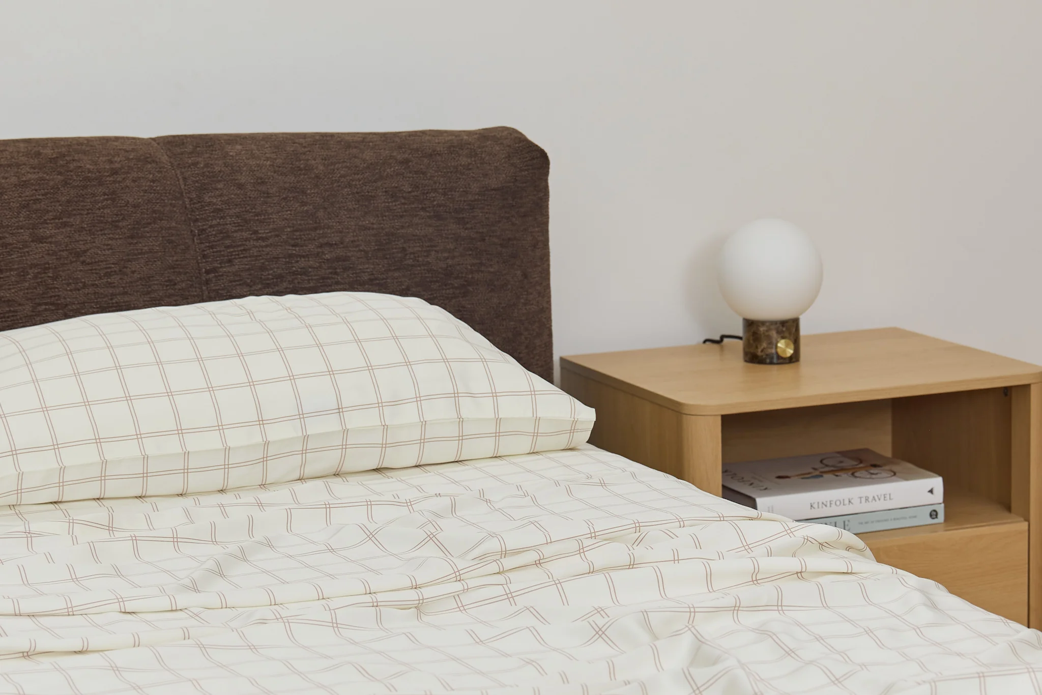 Latte Grid Bamboo Pillowslip - Image 2