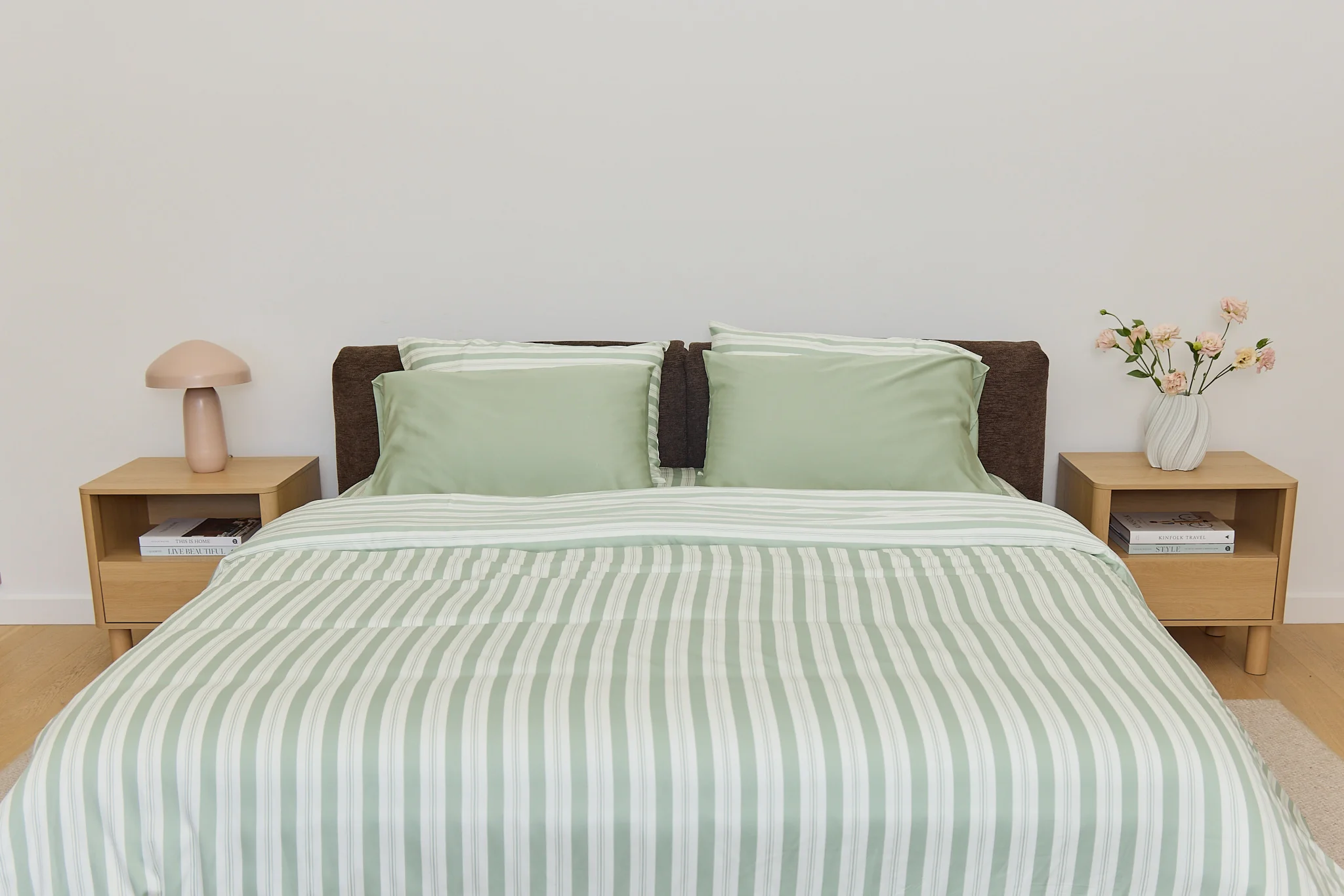 Pistachio Stripe Bamboo Fitted Sheet - Image 4