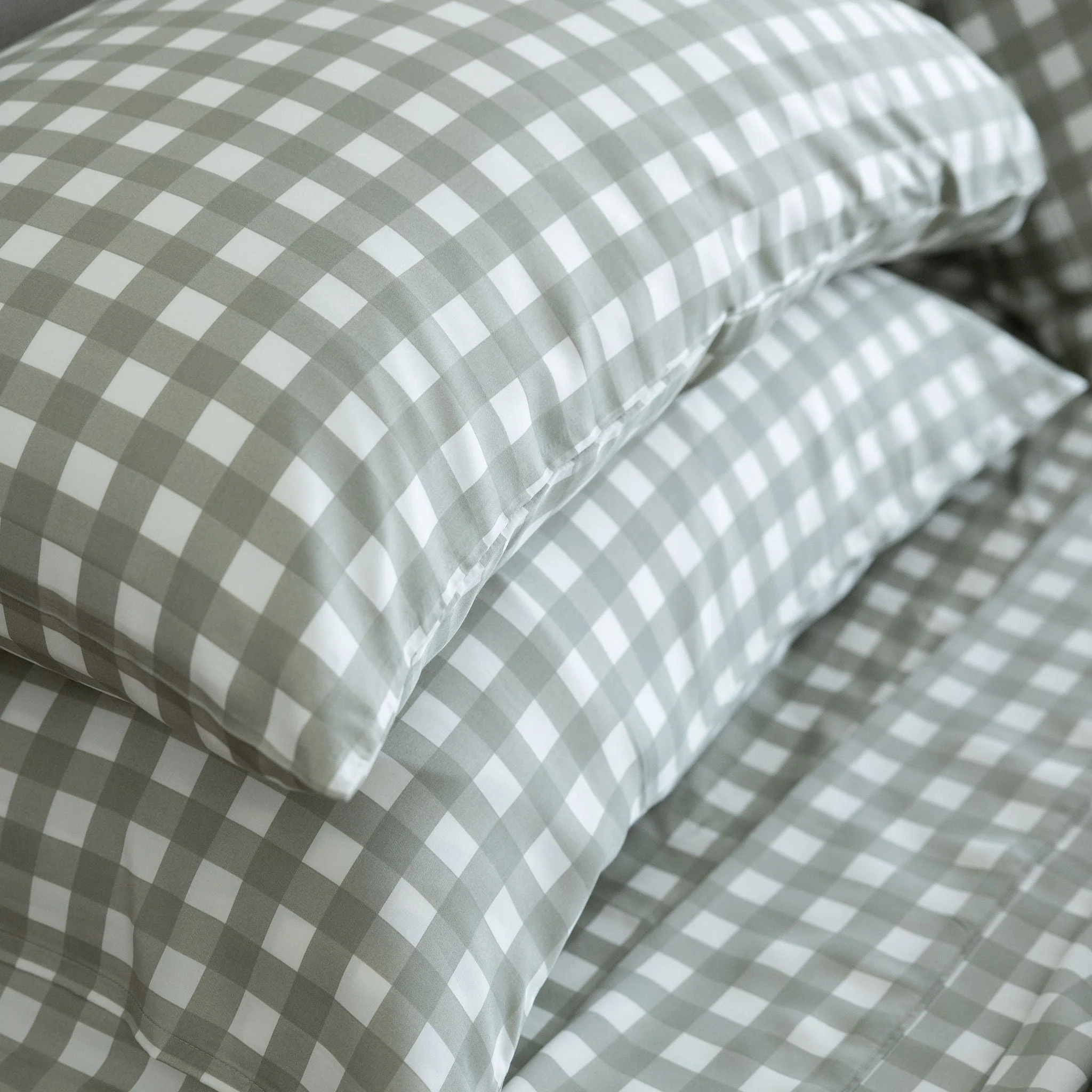 Moss Gingham Bamboo Pillowslip - Image 3