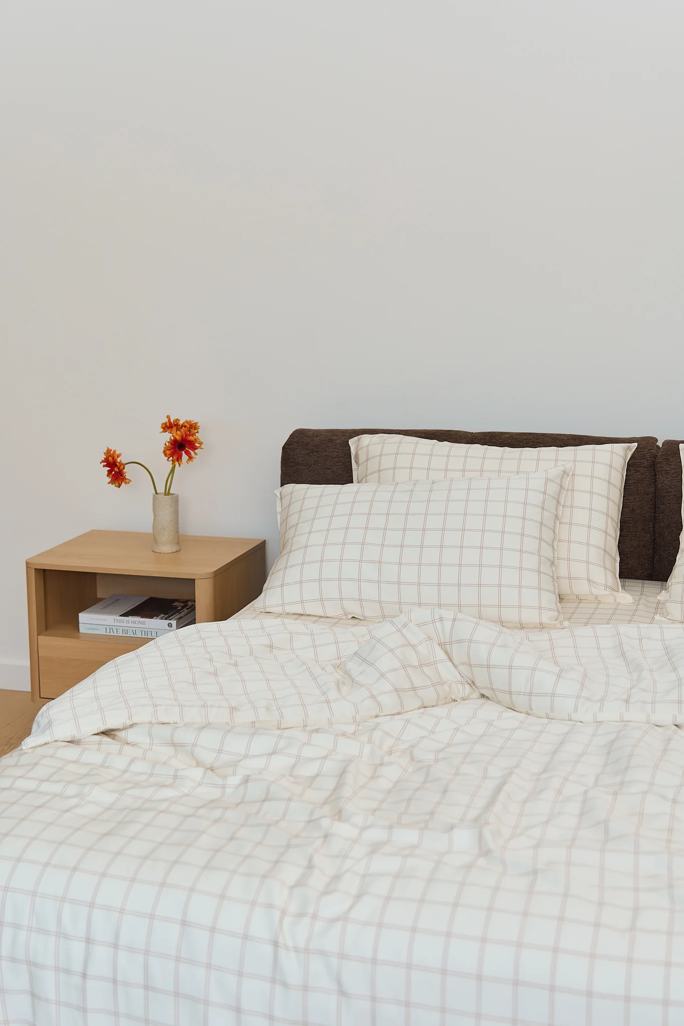 Latte Grid Bamboo Quilt Cover - Image 2