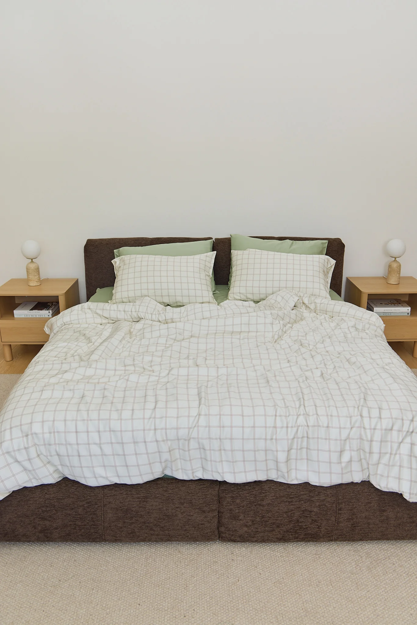 Latte Grid Bamboo Quilt Cover - Image 4