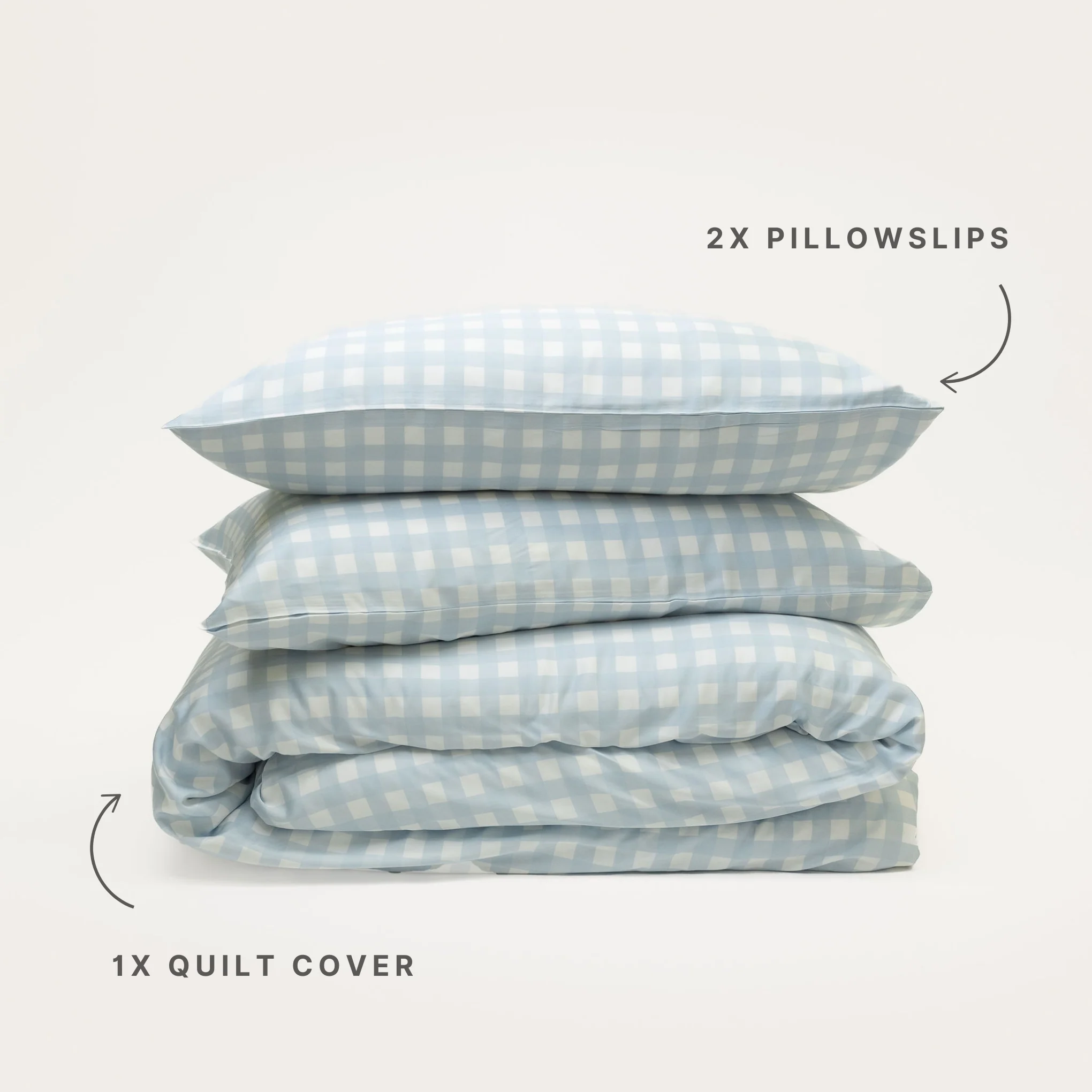 Sky Gingham Bamboo Quilt Cover - Image 3