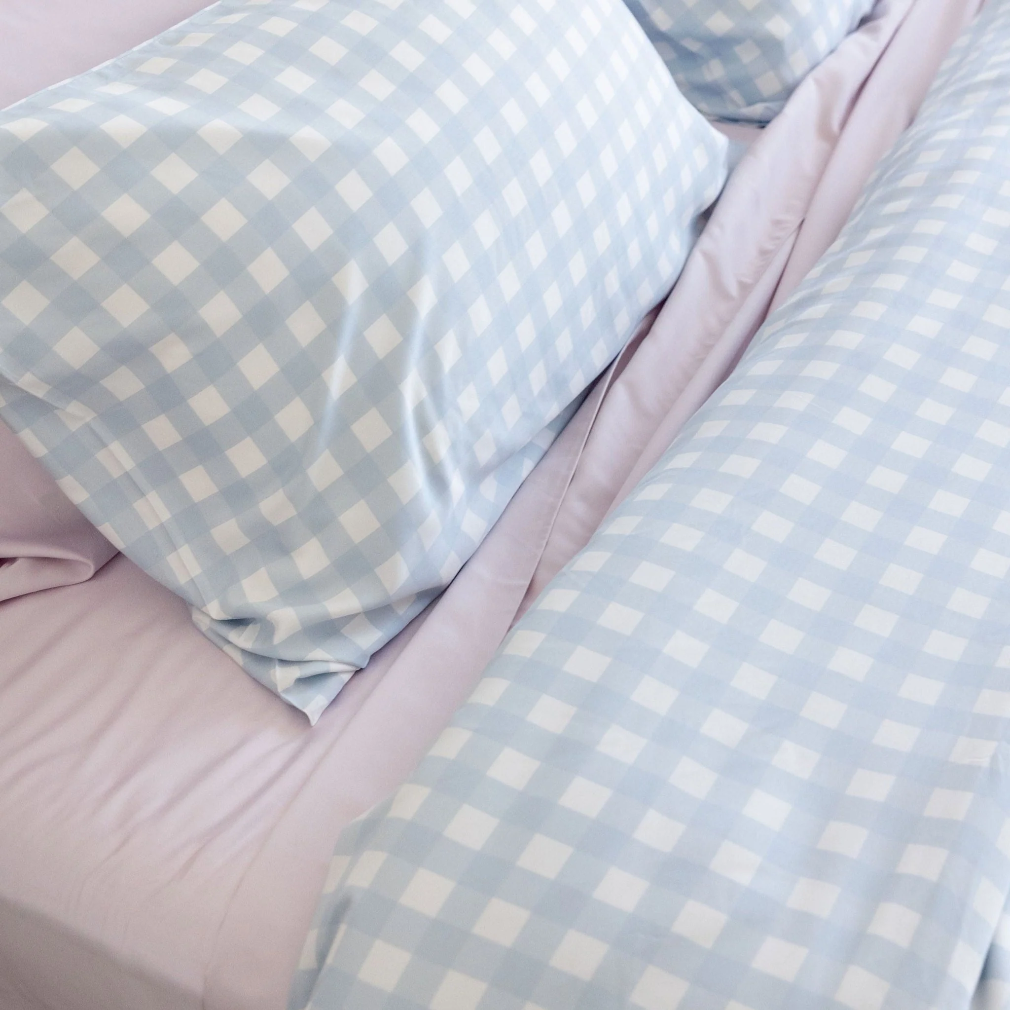Sky Gingham Bamboo Quilt Cover - Image 5