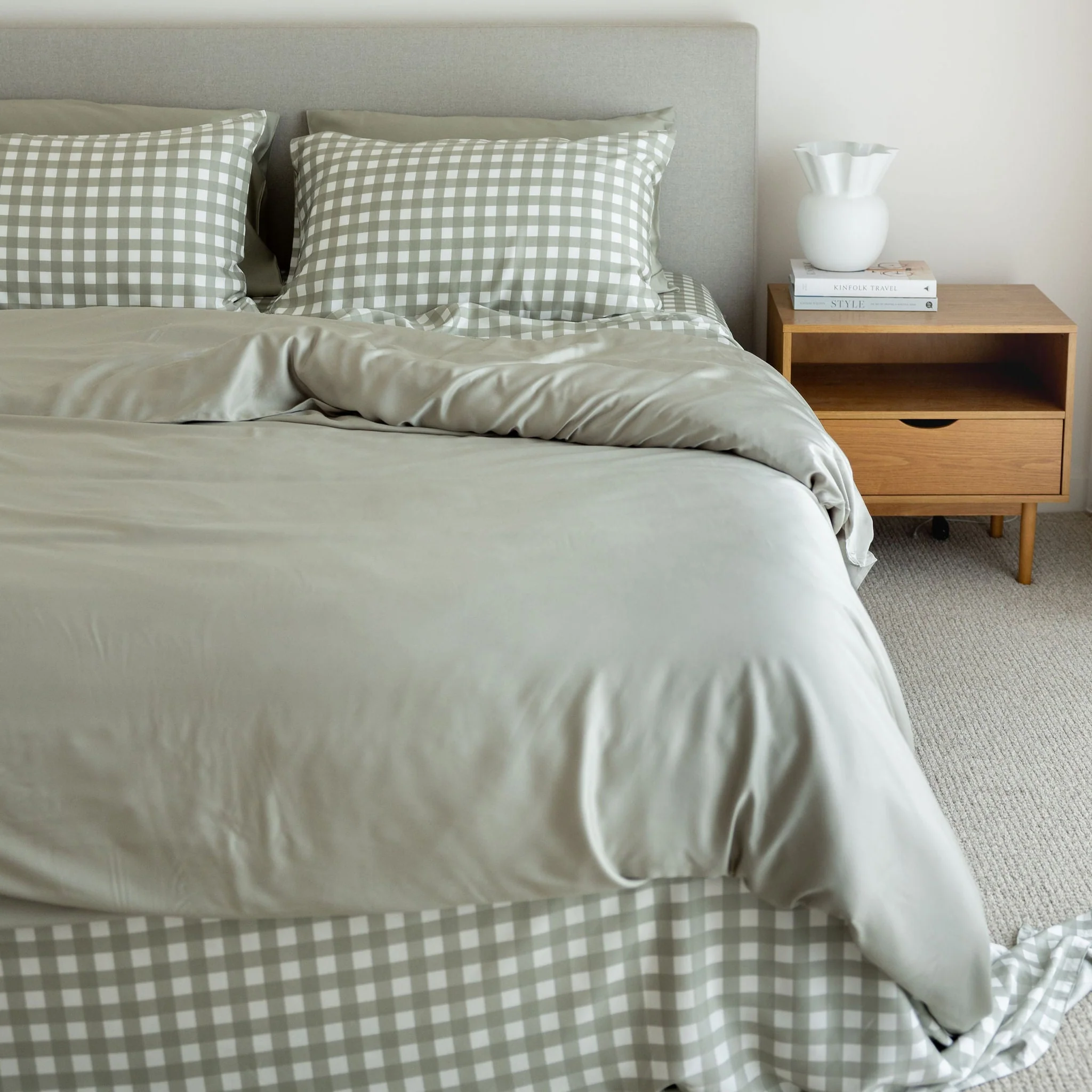 Moss Gingham Bamboo Sheet Set - Image 6