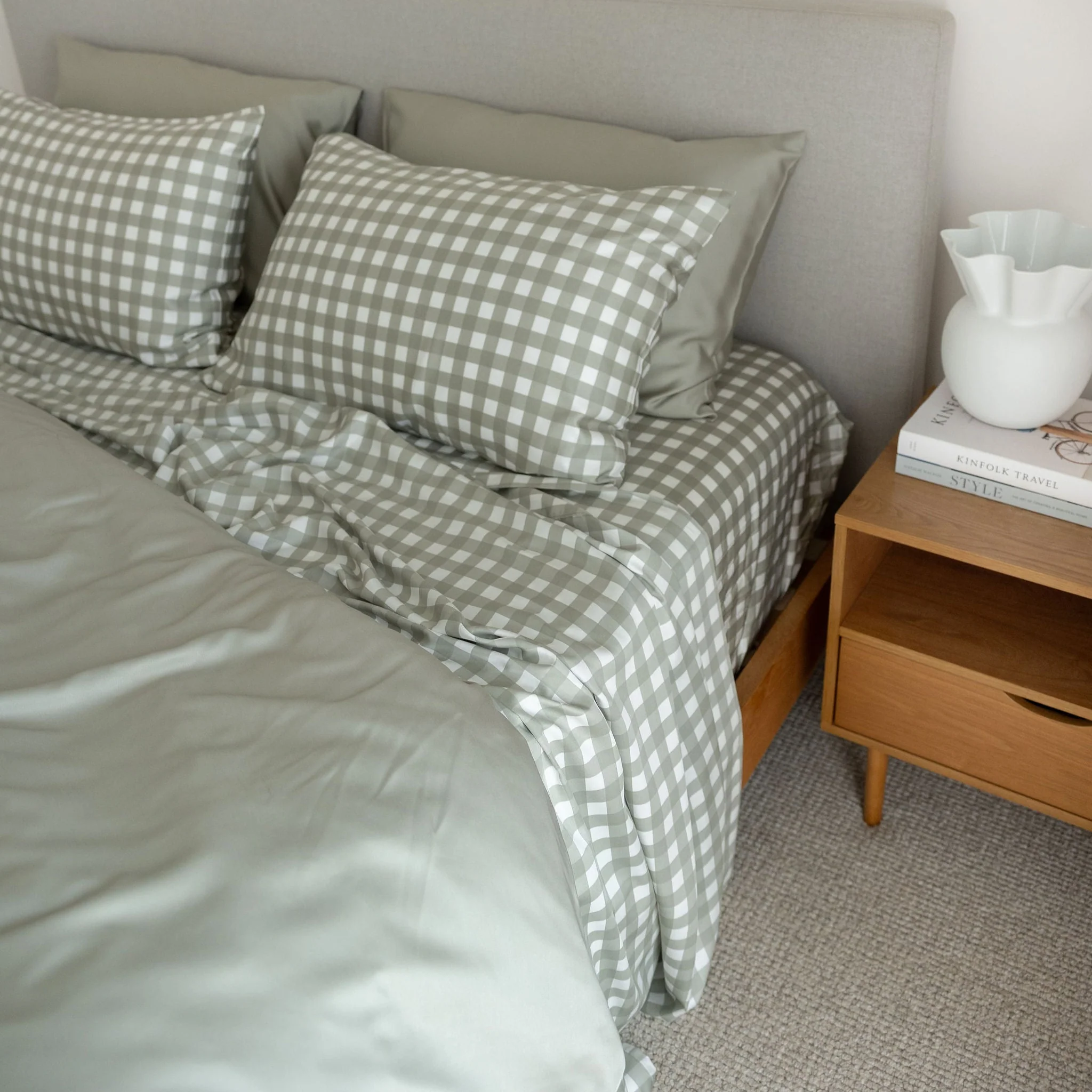 Moss Gingham Bamboo Sheet Set - Image 7