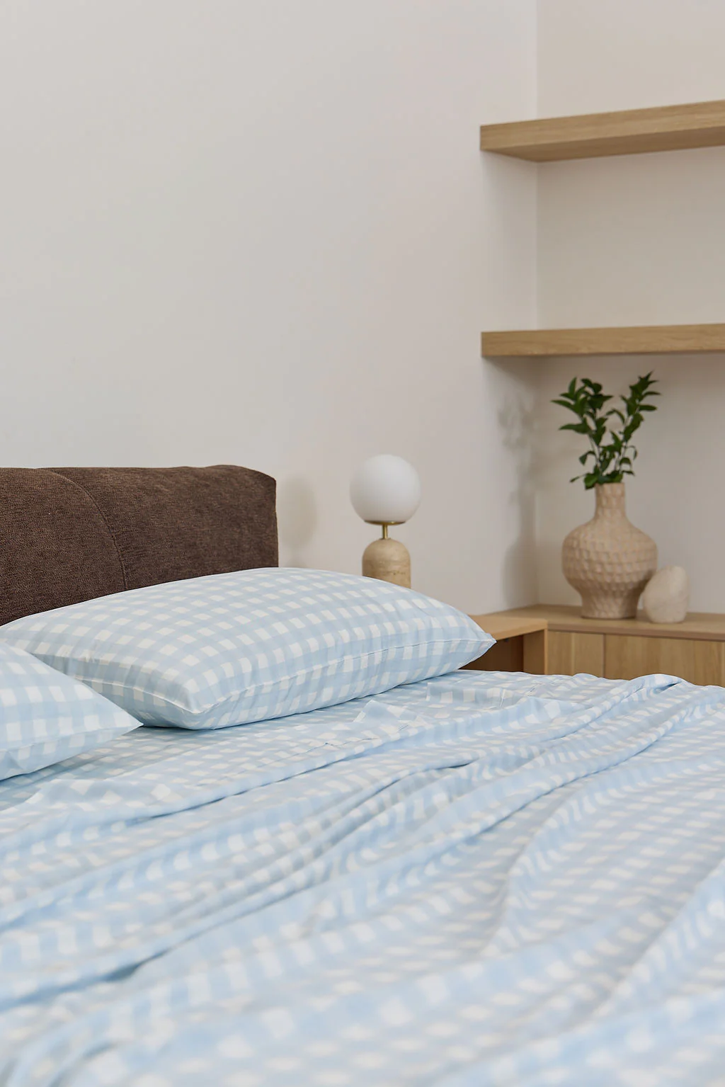 Sky Gingham Bamboo Sheet Set - Image 6