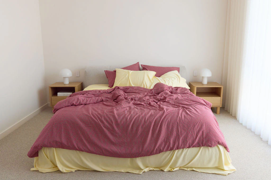 Cherry Gingham Bamboo Quilt Cover - Image 8