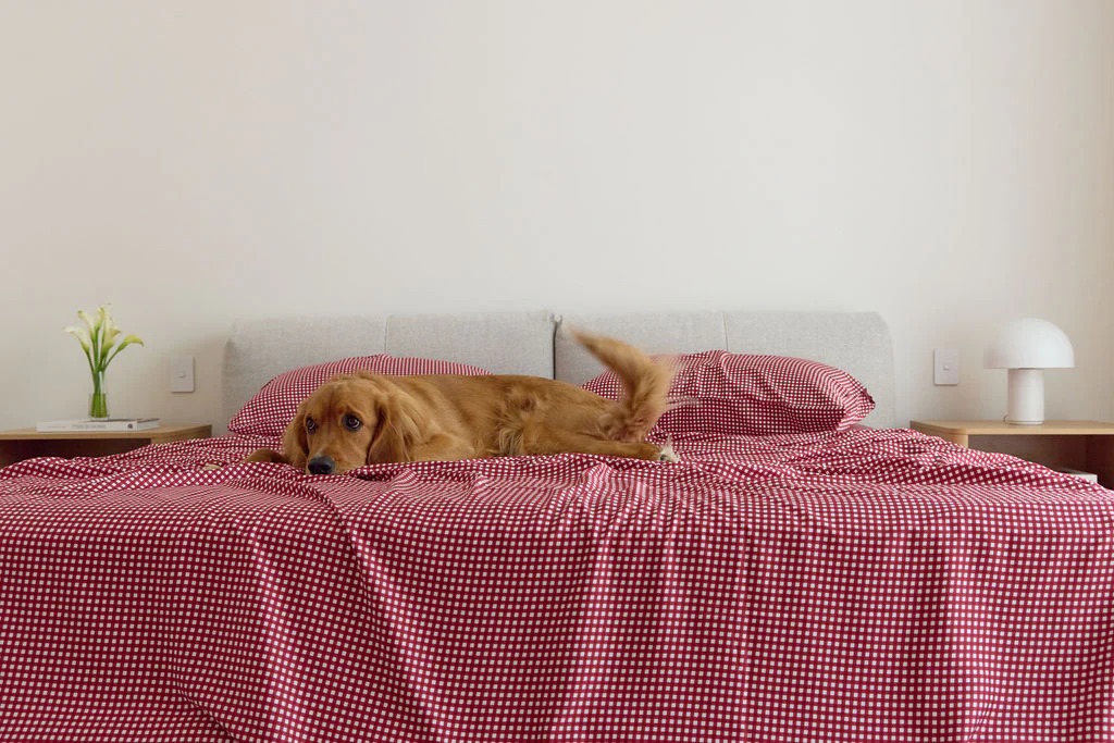 Cherry Gingham Bamboo Sheet Set - Image 8