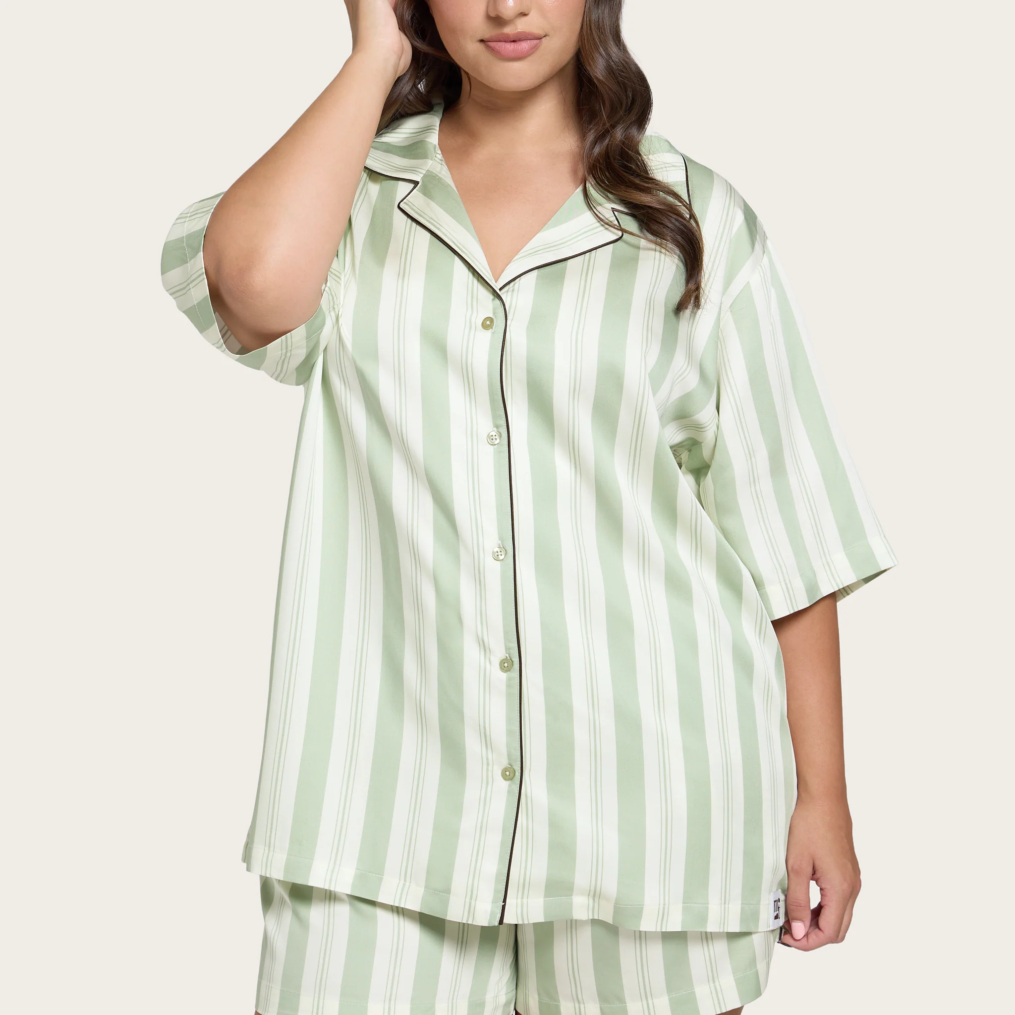 Pistachio Stripe Lottie Bamboo Shirt - Image 4