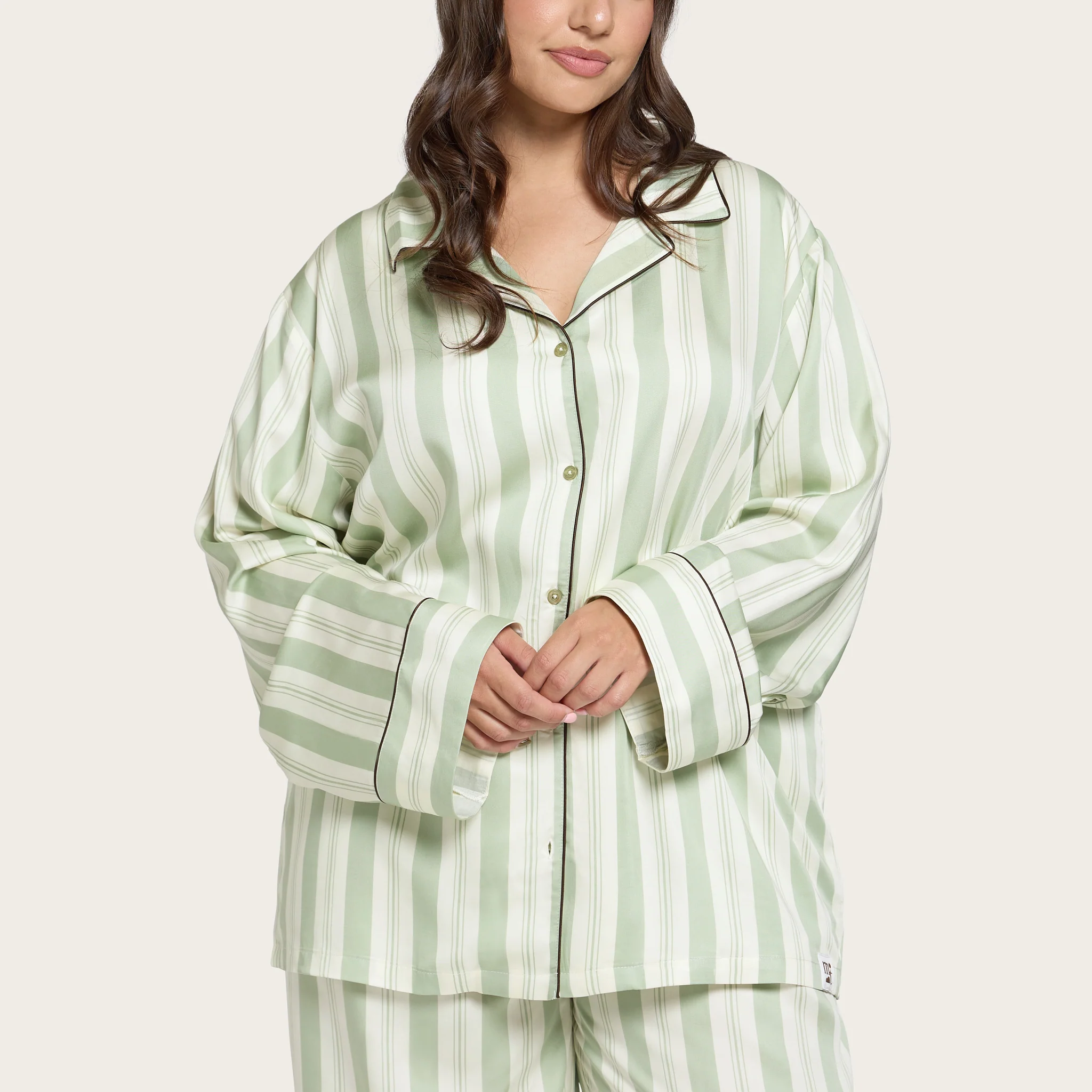 Pistachio Stripe Lottie Bamboo Long Sleeve Shirt - Image 4