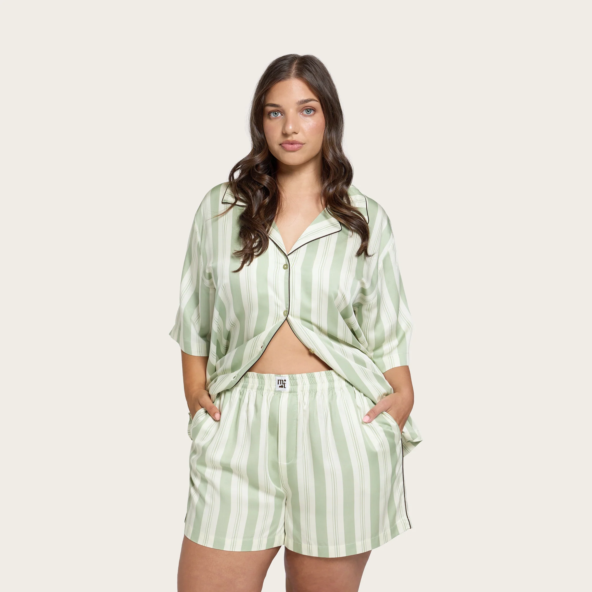 Pistachio Stripe Lottie Bamboo Short - Image 4
